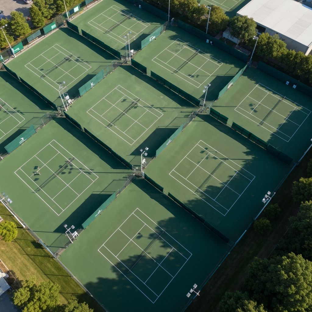 Aerial view of championship tennis courts