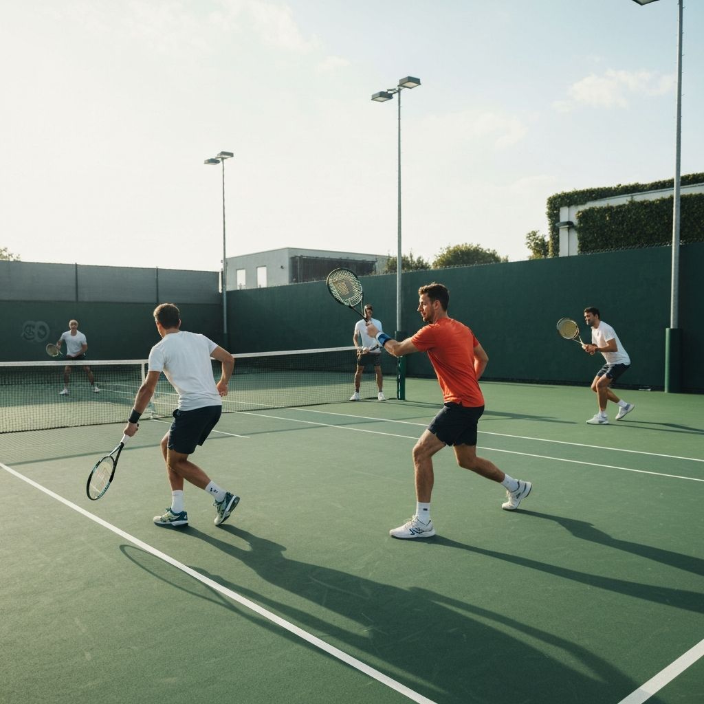Group tennis training session